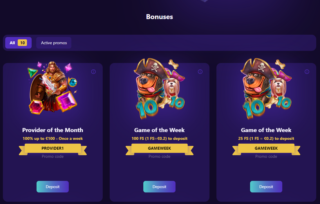 Bonuses and Promo Codes Cryptoboss