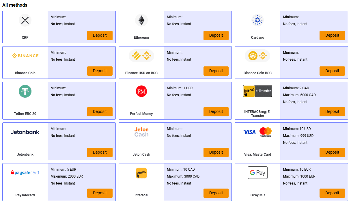 Deposit and Withdrawal