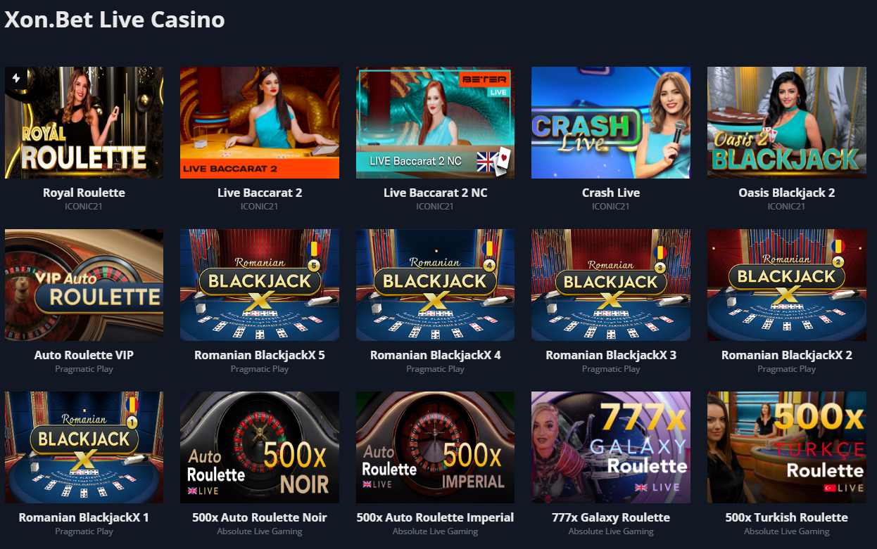 Live Roulette, Live Blackjack, Table Games