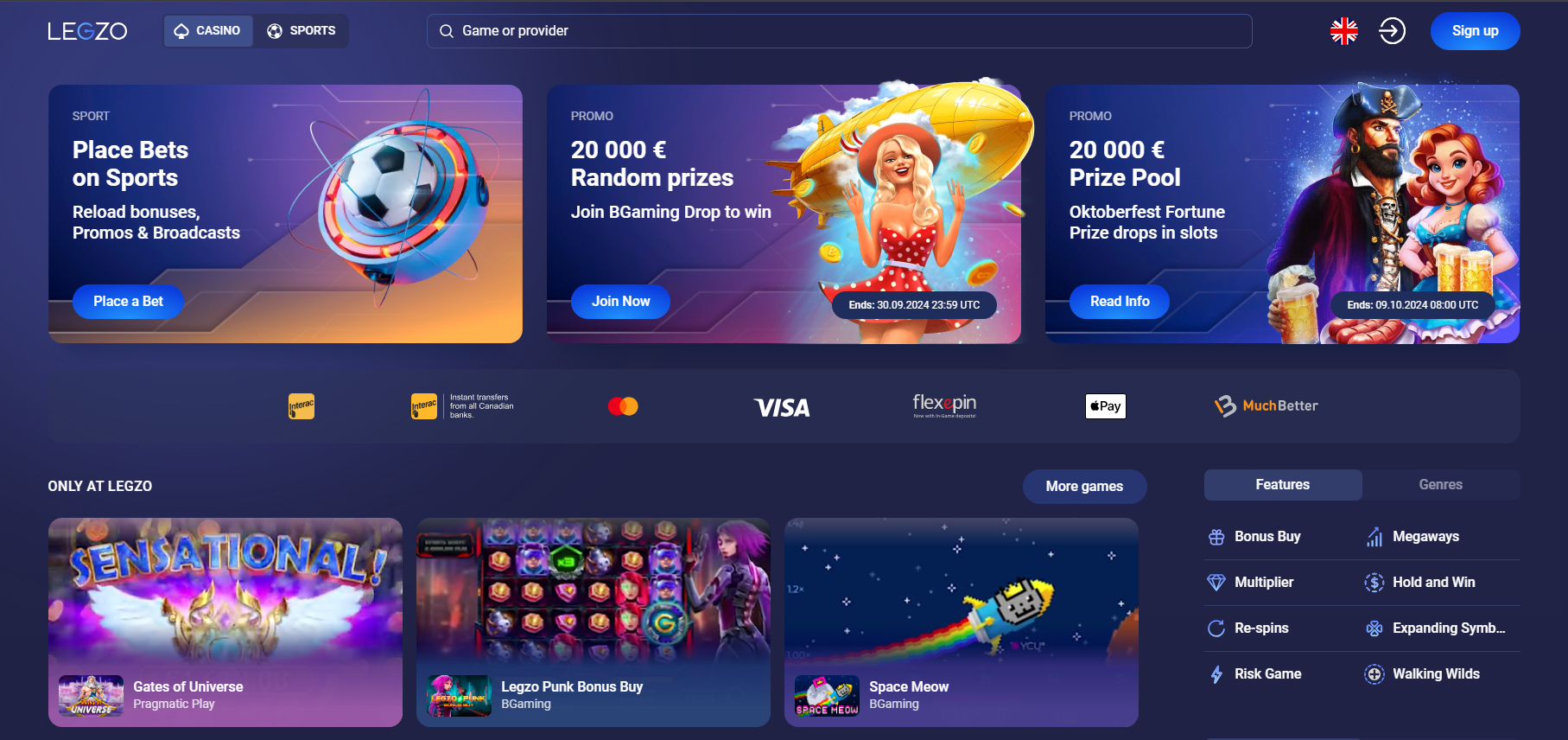 Online Casino Legzo