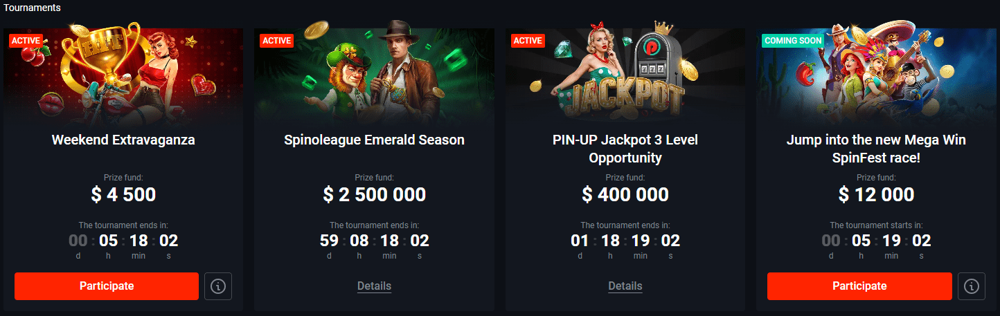 Tournaments with Prize Pool PIN UP