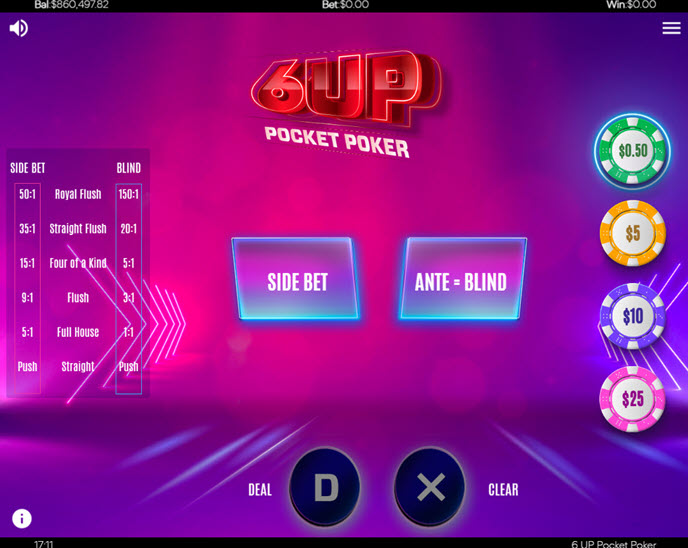 6 up pocket poker