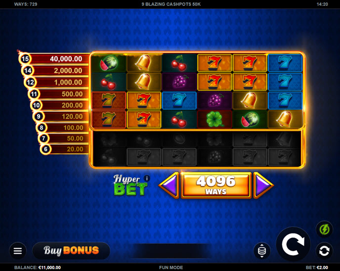 9 blazing cashpots 50k