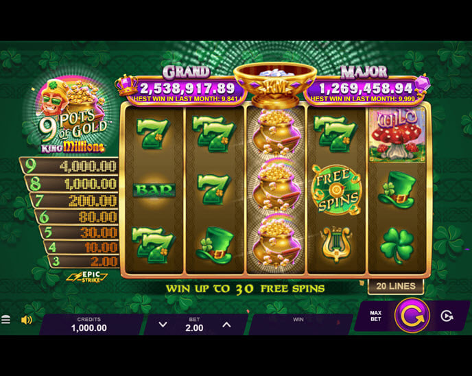 9 pots of gold king millions