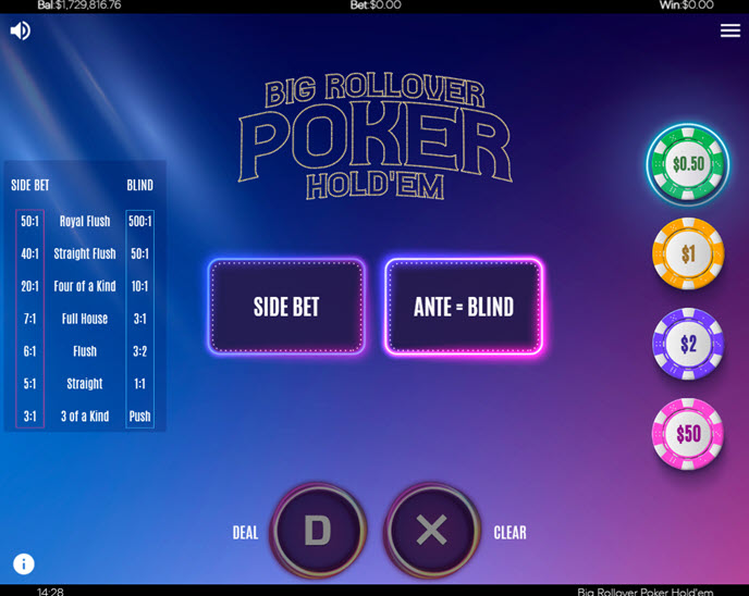 big rollover poker hold’em