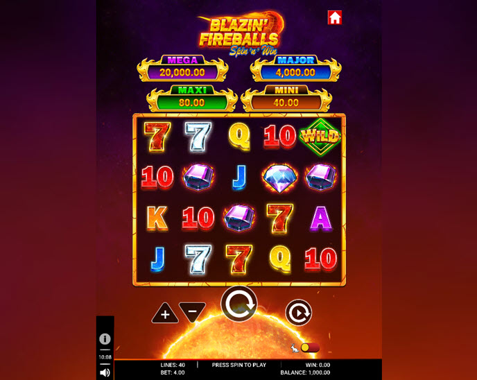 blazin' fireballs spin 'n' win
