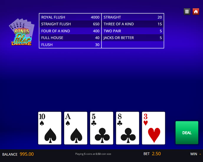 bonus poker deluxe (genii)