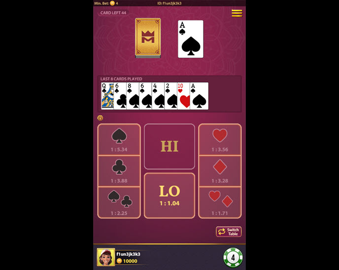 cards hi lo