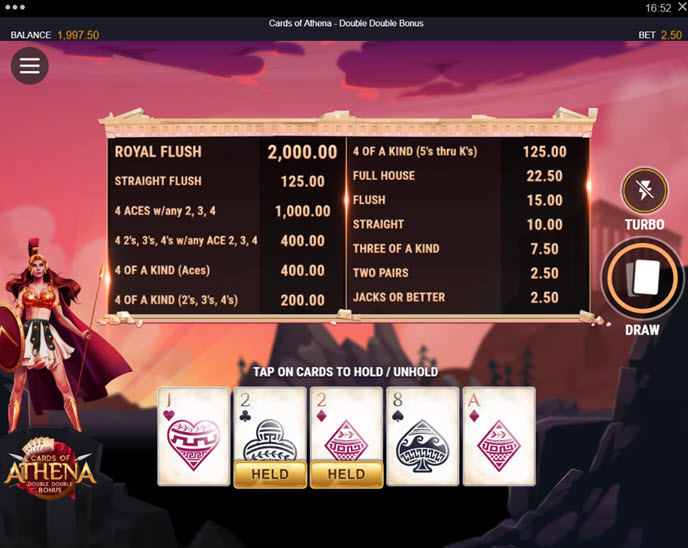 cards of athena double double bonus
