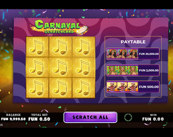 carnaval scratchcard