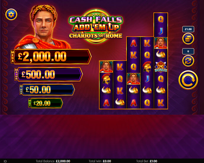 cash falls: add ‘em up chariots of rome