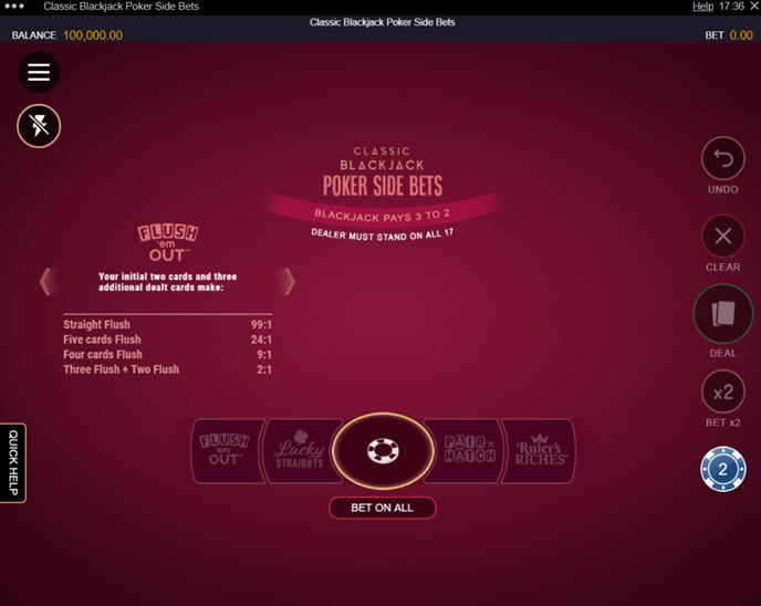 classic blackjack poker side bets