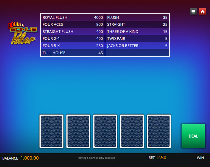 double bonus poker (genii)
