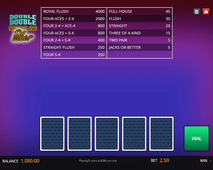 double double bonus poker (genii)