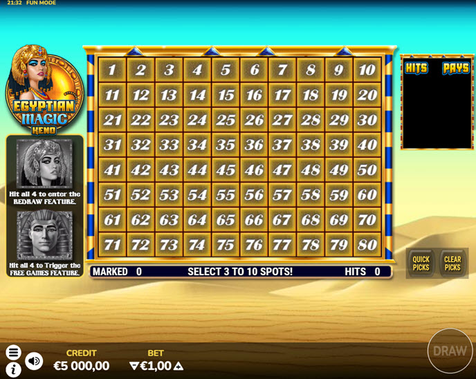 egyptian magic keno