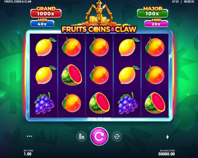 fruits, coins & claw