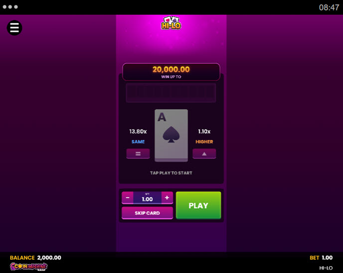 hi-lo (coin machine gaming)