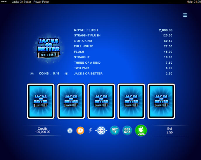 jacks or better – power poker