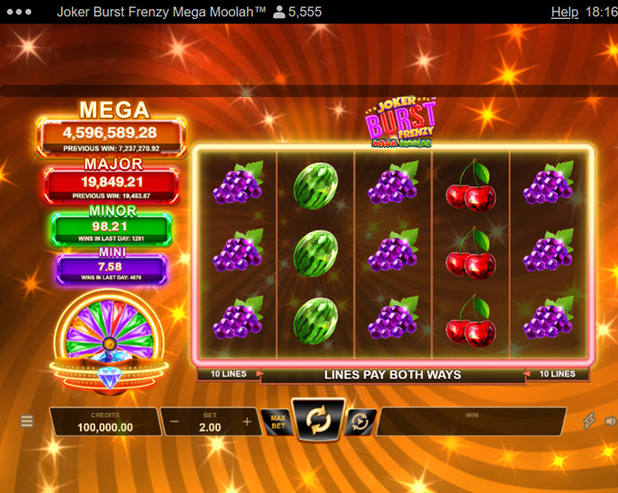 joker burst frenzy mega moolah