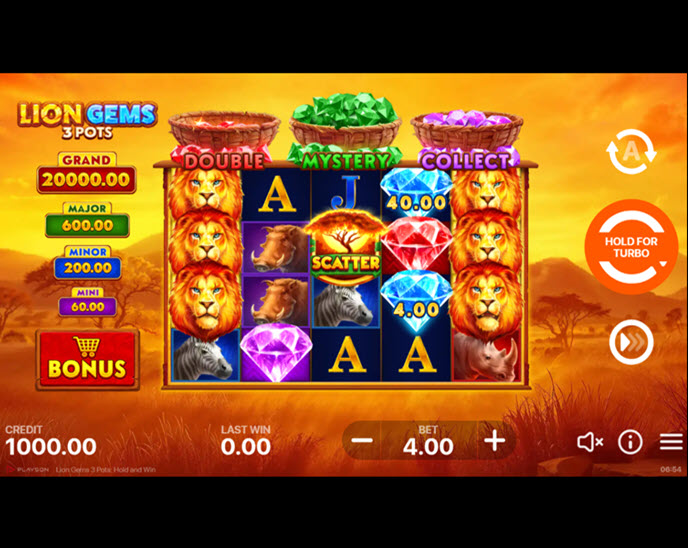 lion gems 3 pots: hold and win