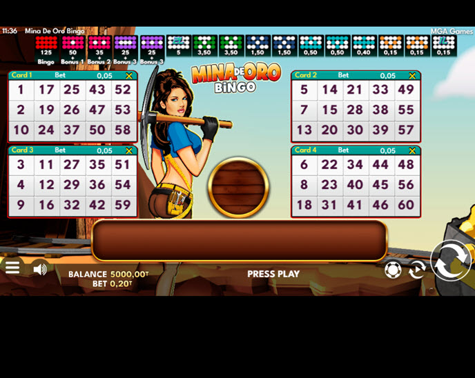 mina de oro bingo
