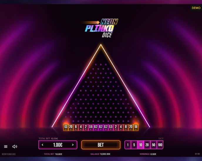 neon plinko dice