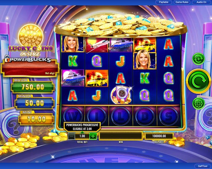 powerbucks wheel of fortune lucky coins on stage