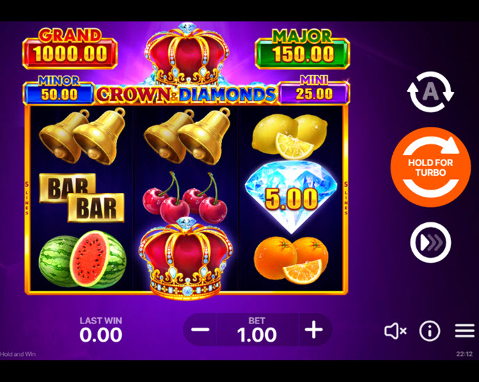 crown and diamonds: hold and win