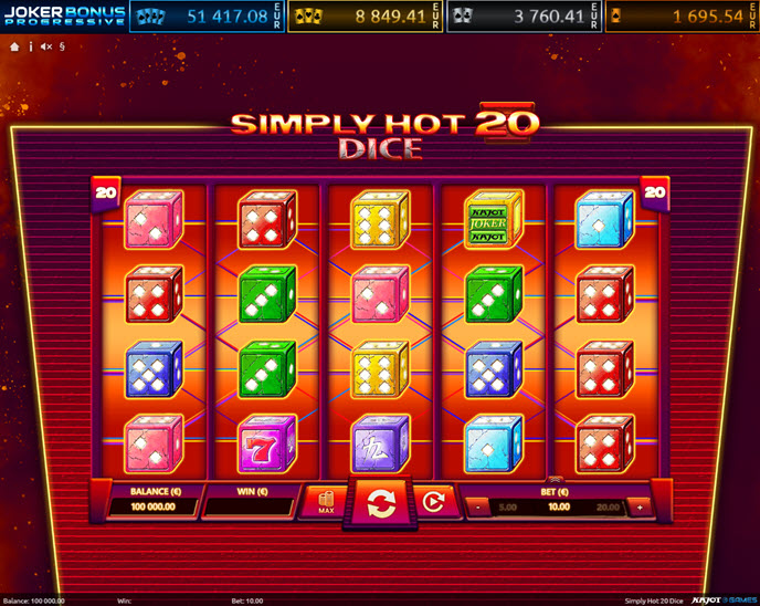 simply hot 20 dice