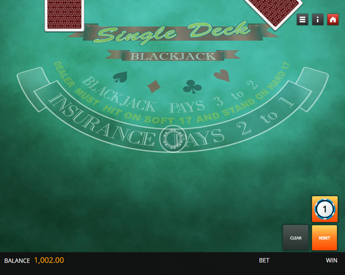 single deck blackjack (genii)