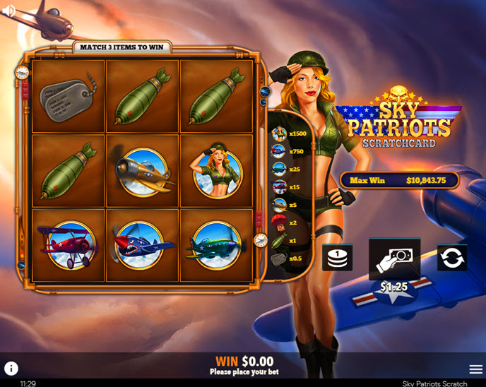 sky patriots scratchcard