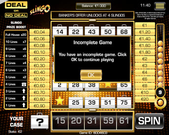 slingo deal or no deal