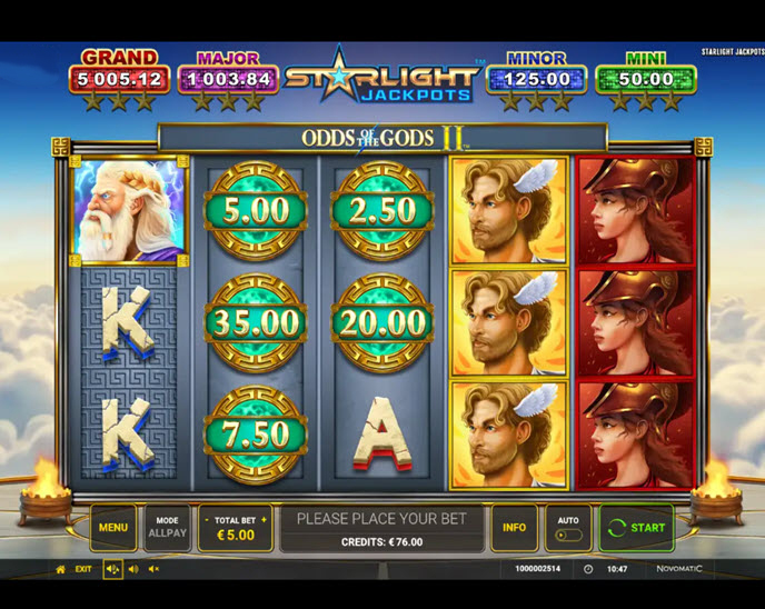 starlight jackpots odds of the gods 2