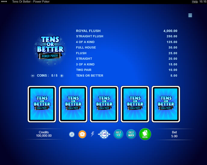 tens or better – power poker