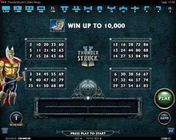 thunderstruck ii video bingo