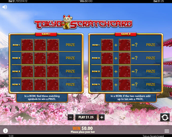 tokyo scratchcard